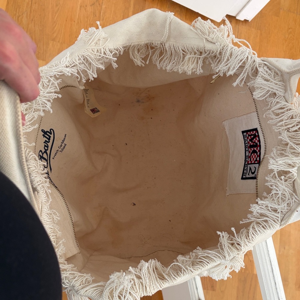 Cream Canvas Fringe Tote - Picture 3 of 4